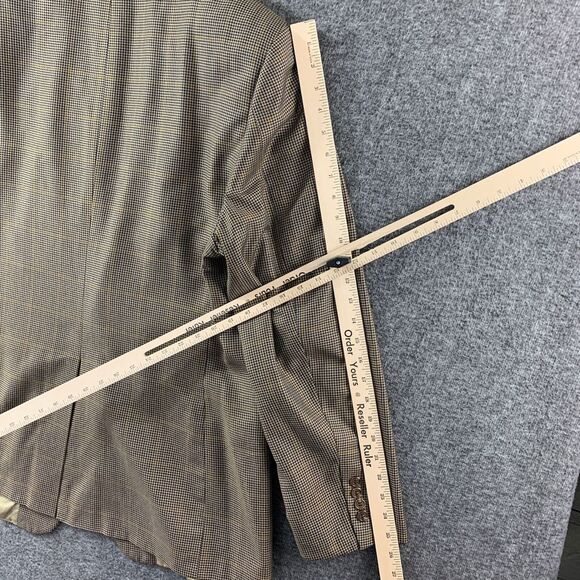Brooks‎ Brothers Blazer Jacket Men 44RG Brown Houndstooth windowpane Sport Coat - Picture 12 of 14